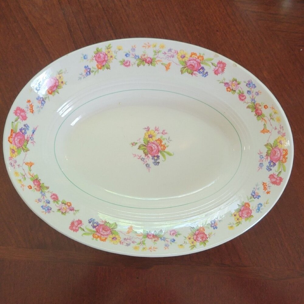 Debutante by Salem USA 23K Gold  Floral Serving Platter Farmhouse Cottage